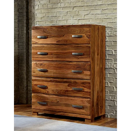 Chest with 5 Drawers and Block Feet